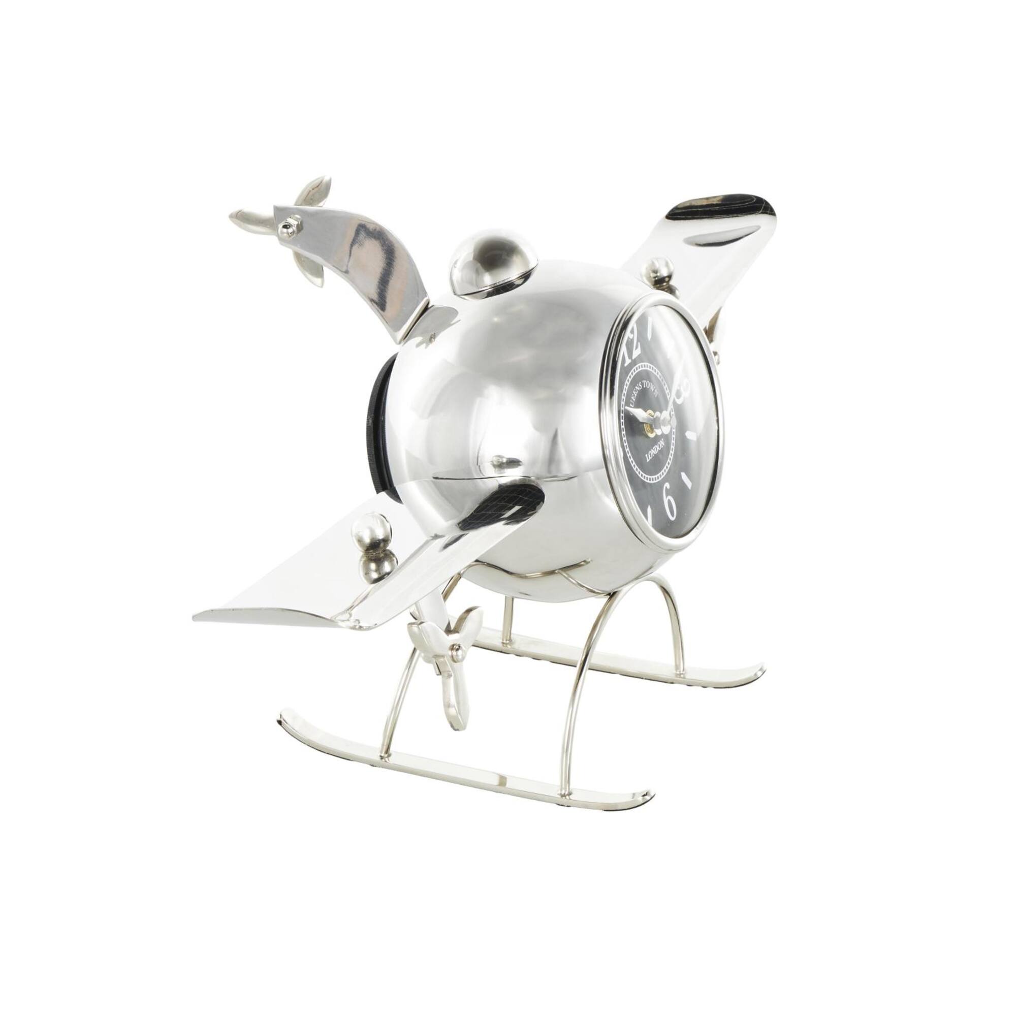 19" Silver Stainless Steel Decorative Airplane Clock
